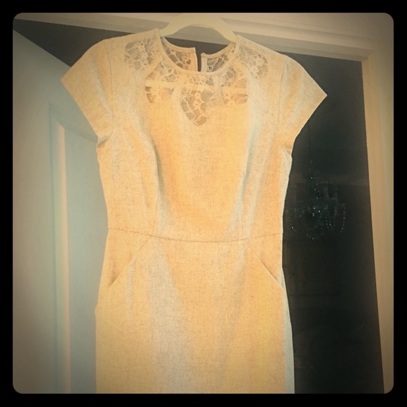 Susana Monaco Dresses & Skirts - Light grey dress with lace detail and pockets